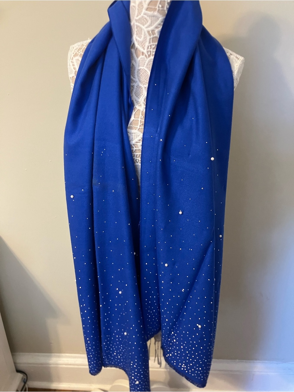 Pretty Persuasions Royal Blue Crystal-Embellished Wrap Scarf - Picture 5 of 7